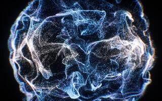 Abstract flowing wave particles background, 3d rendering. photo