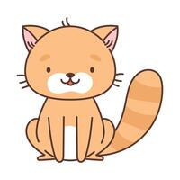 Cute cat in kawaii style. Cute animals in kawaii style. Drawings for children. Isolated vector illustration