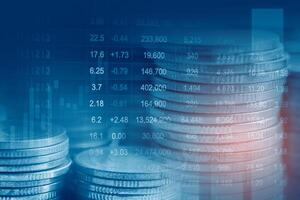 Stock market finance business, economy trend graph digital technology. photo