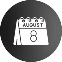 8vo de agosto sólido negro icono vector