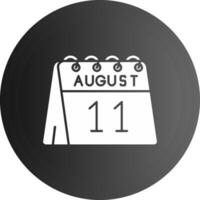 11 de agosto sólido negro icono vector