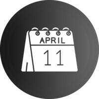 11 de abril sólido negro icono vector