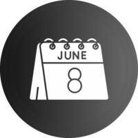 8vo de junio sólido negro icono vector