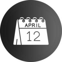 12mo de abril sólido negro icono vector