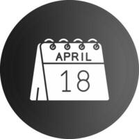18 de abril sólido negro icono vector