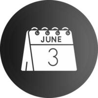3ro de junio sólido negro icono vector