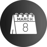 8vo de marzo sólido negro icono vector