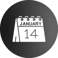 14th of January Solid black Icon vector