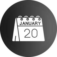 20th of January Solid black Icon vector