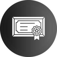 certificado sólido negro icono vector