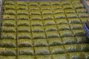 Turkish Baklava with Pistachio Traditional Ottoman Candy sweet photo