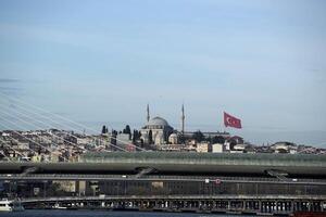 istanbul cityscape from galata bridge panorama photo