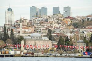 Besiktas district view from Istanbul Bosphorus cruise photo