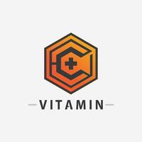 vitamina c logo vector diseño vector icono salud nutrición