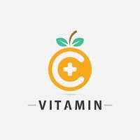 vitamina c logo vector diseño vector icono salud nutrición