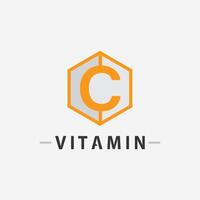 vitamina c logo vector diseño vector icono salud nutrición