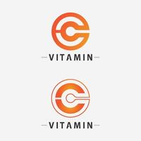 vitamina c logo vector diseño vector icono salud nutrición