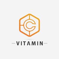 vitamina c logo vector diseño vector icono salud nutrición