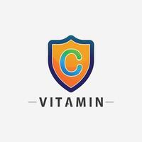 vitamina c logo vector diseño vector icono salud nutrición