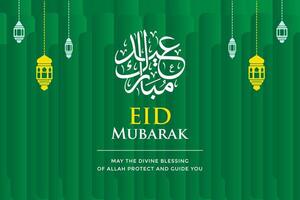 Eid Mubarak Greetings Gradient Green abstract background vector