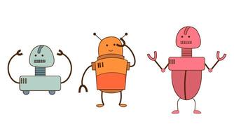 conjunto de dibujos animados robots vector ilustración