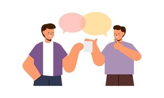 dos hombre hablando. reunión de amigos o colegas ilustración vector