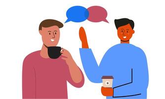 dos hombre hablando. reunión de amigos o colegas ilustración vector