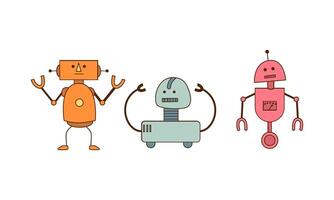 conjunto de dibujos animados robots vector ilustración