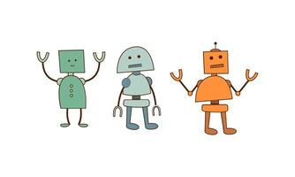 Set of cartoon robots vector illustration