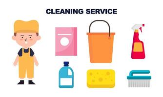 limpieza Servicio equipo limpiar trabajador personaje concepto vector