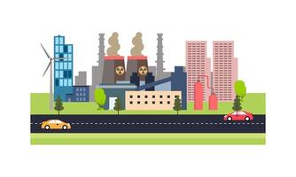 Urban landscape with factory illustration vector