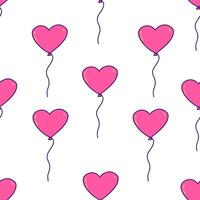 Seamless pattern. Pink Balloon in shape of heart. Vector