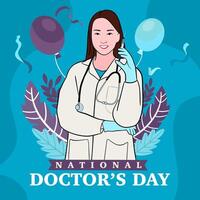 Vector world doctors day vector illustration for greeting card or background with medical equipment image.