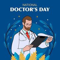 Vector world doctors day vector illustration for greeting card or background with medical equipment image.