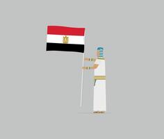 Egyptian character carrying the Egyptian flag and wearing the costume of the ancient Egyptians, the Pharaohs vector