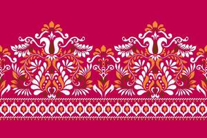 Ikat floral pattern traditional on Persian background vector illustration.Ikat ethnic oriental embroidery,Aztec style,abstract background.design for texture,fabric,clothing,wrapping,decoration,sarong.