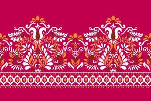 Ikat floral pattern traditional on Persian background vector illustration.Ikat ethnic oriental embroidery,Aztec style,abstract background.design for texture,fabric,clothing,wrapping,decoration,sarong.