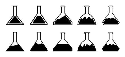 beaker icon set, laboratory beaker symbols. trendy style silhouette flat design. vector for app, web, social media, flyer. science technology theme illustration