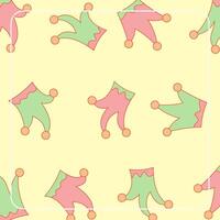 april fools background with icon pattern of clown hat, show hat. pastel color design. vector template for banner, greeting card, web, social media, gift wrapping