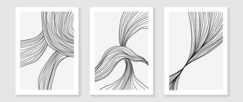 Abstract line art background vector. Minimalist modern botanical contour drawing on white color. Contemporary art design illustration for wallpaper, wall decor, card, poster, cover, print. vector