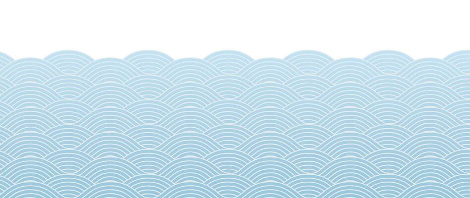 Japanese blue wave background vector. Wallpaper design with blue and white seamless ocean wave pattern backdrop. Modern luxury oriental illustration for cover, banner, website, decor, border.