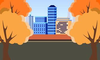 City street of the autumn city illustration vector