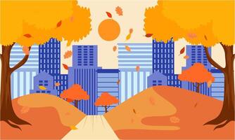 City street of the autumn city illustration vector