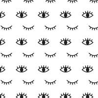 Winking Eyes Cartoon Pattern Background Vector Illustration