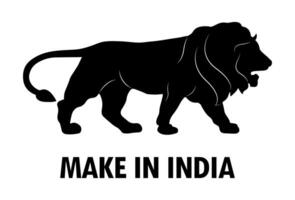 Make In India Lion Black Sign Isolated Vector Illustration