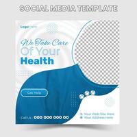 Medical and health care social media post template design vector