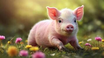 AI generated Photorealistic Image of Adorable baby pig photo