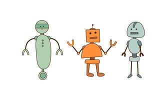 conjunto de dibujos animados robots vector ilustración