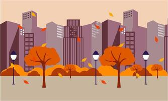 ciudad calle de el otoño ciudad ilustración vector