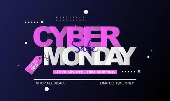 Cyber Monday sale banner template vector